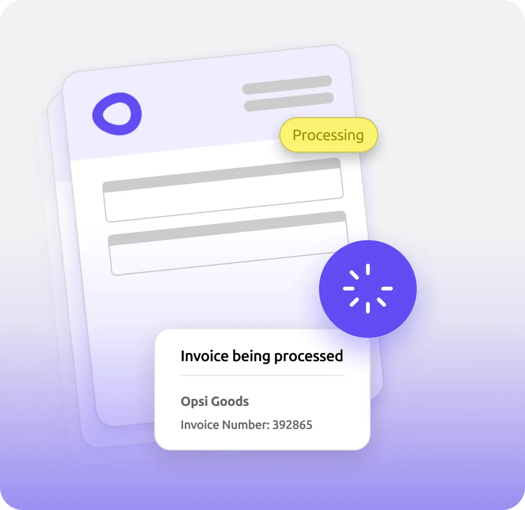 Illustration of an invoice being processed in opsi