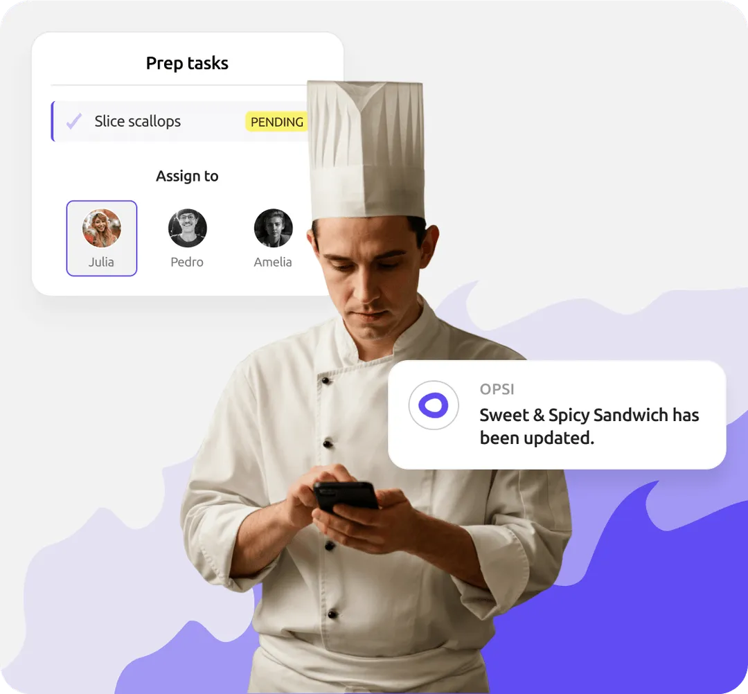 A chef working in a restaurant kitchen